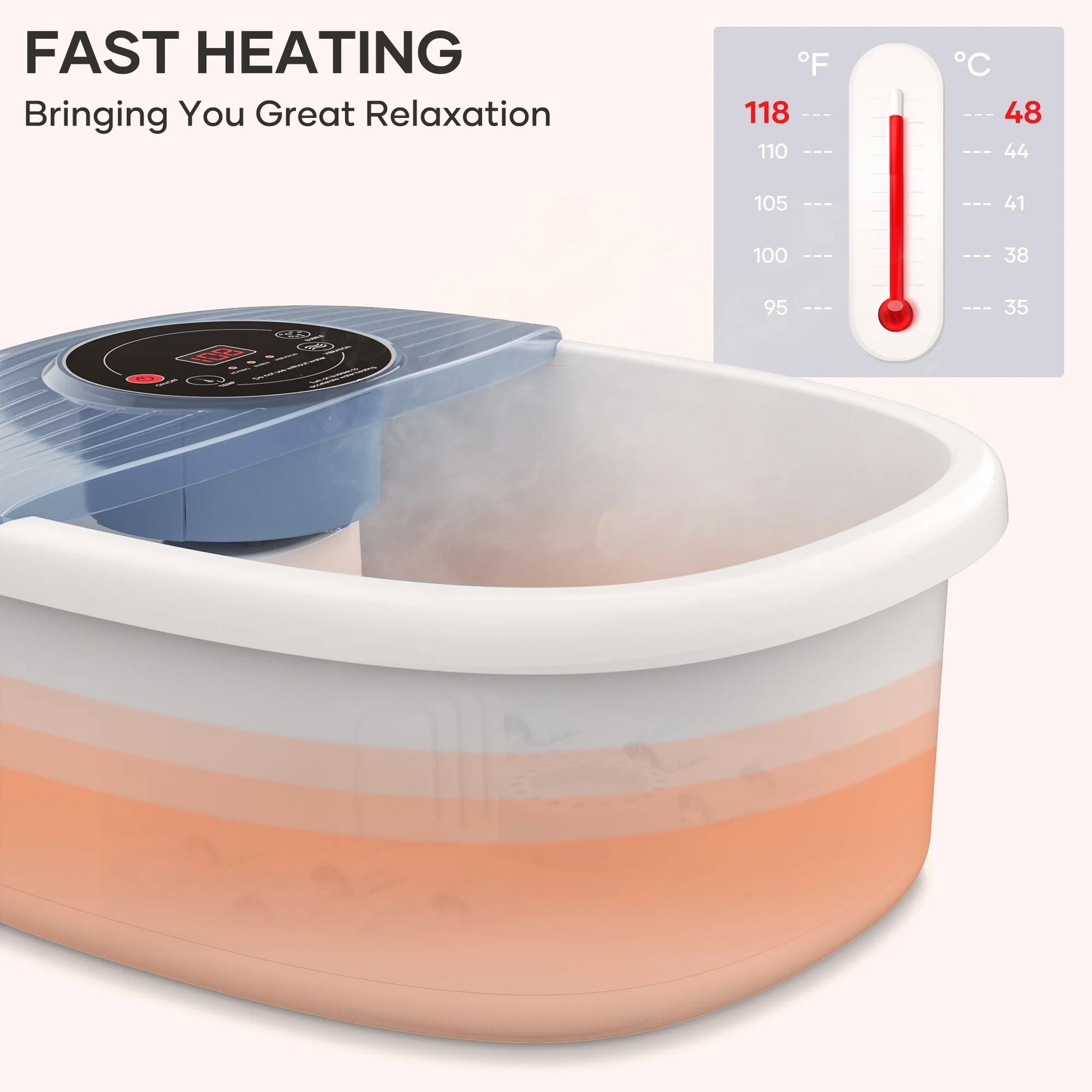 Foot Spa Bath Massager with Heat, Bubble, Vibration with Digital Temperature Control - Blue