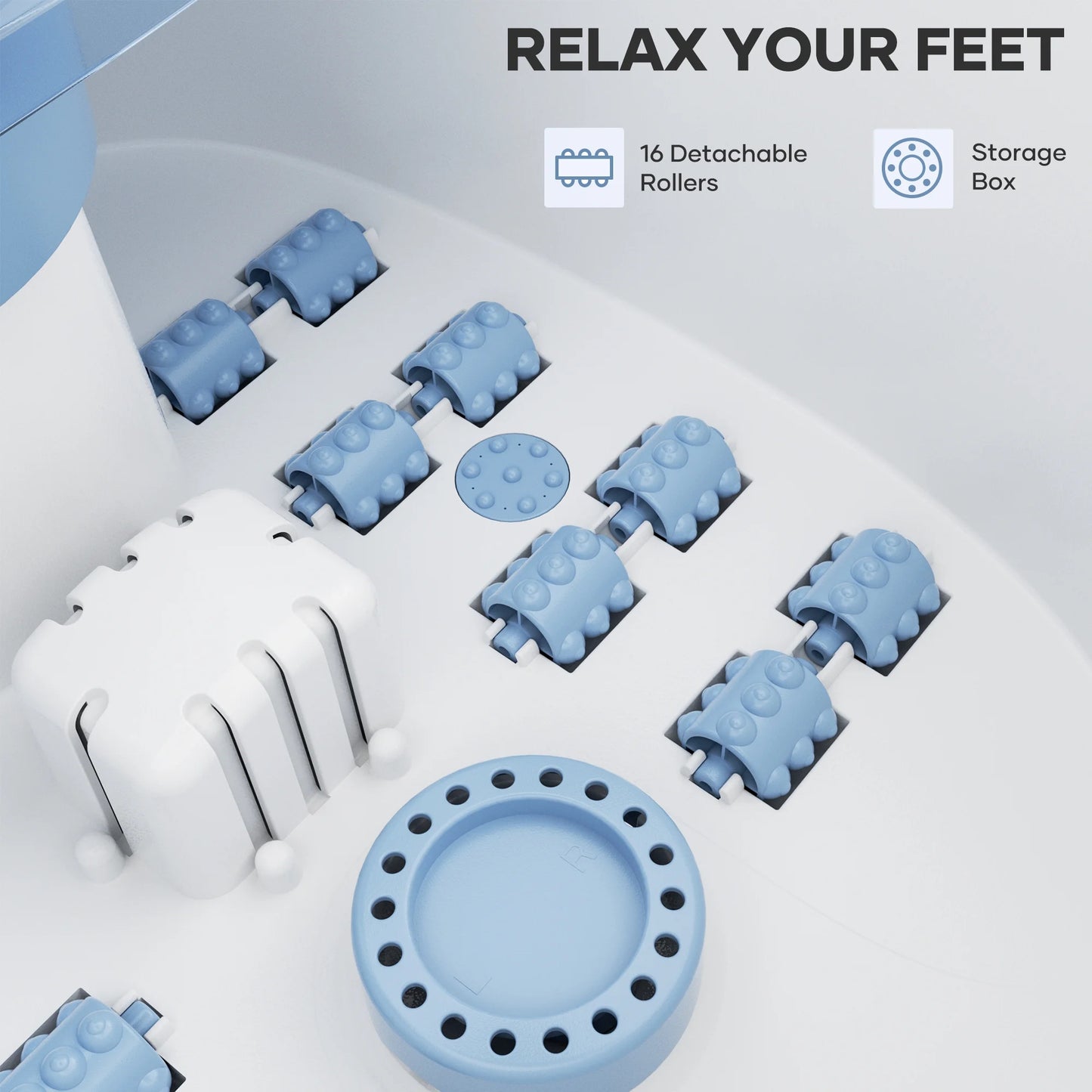 Foot Spa Bath Massager with Heat, Bubble, Vibration with Digital Temperature Control - Blue
